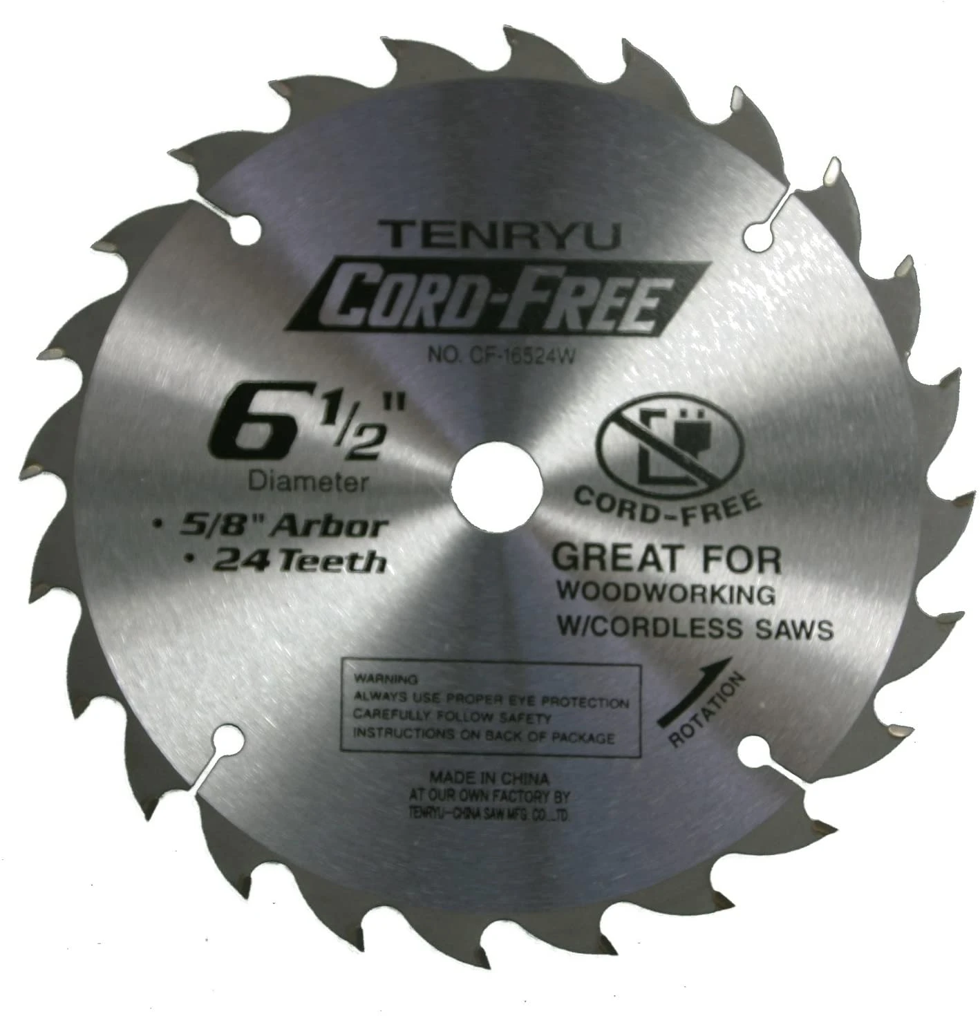 Tenryu CF-16524W 6-1/2" Cord-Free Series Wood -Cutting Saw Blade 1 Tenryu CF-16524W 6-1/2" Cord-Free Series Wood -Cutting Saw Blade