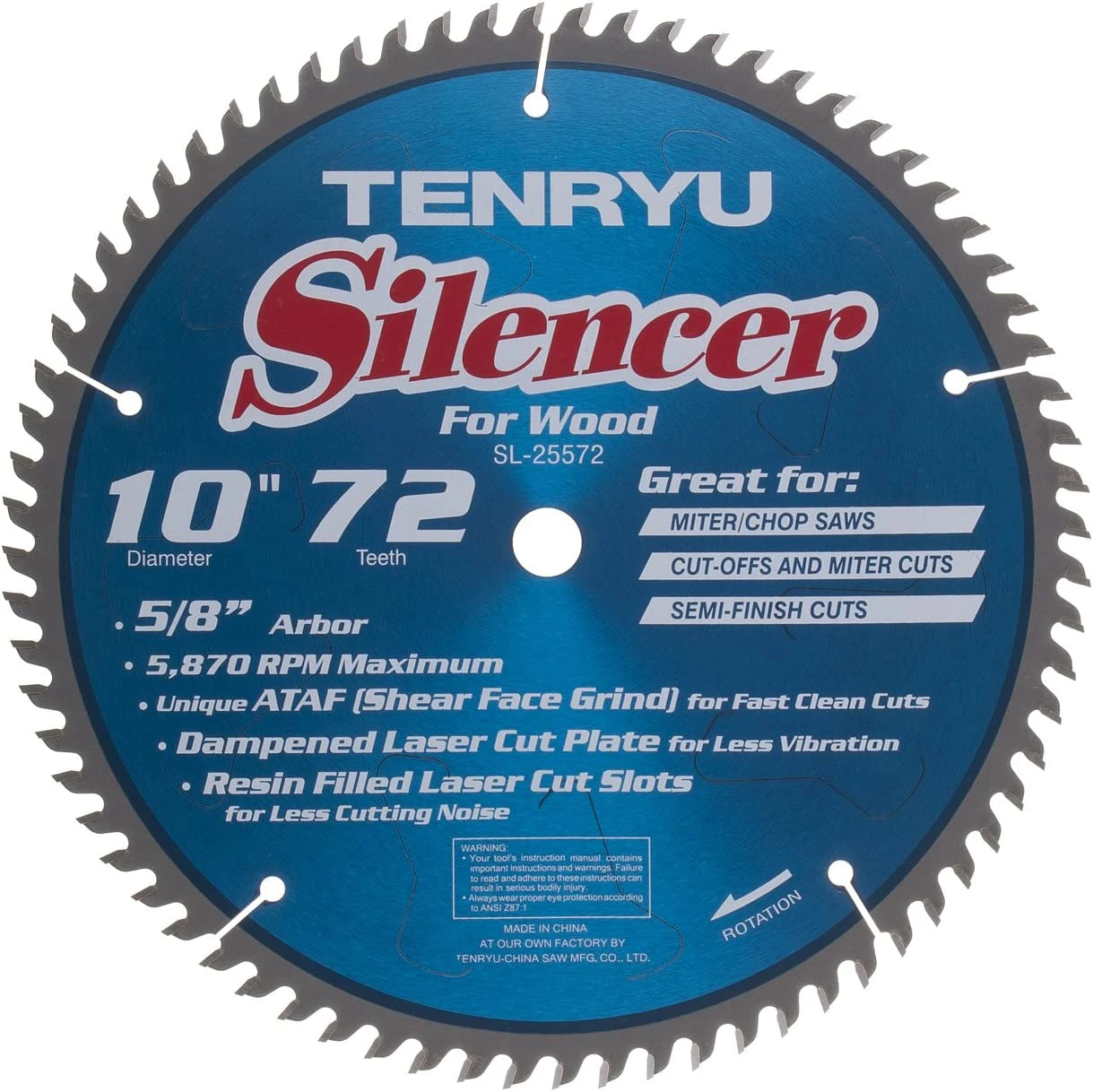Tenryu SL-25572 10" Silencer-Series Miter Saw Blade 1 Tenryu SL-25572 10" Silencer-Series Miter Saw Blade