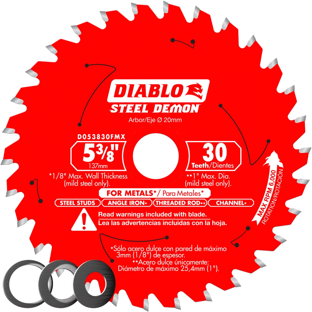 Diablo D053830FMX 5-3/8" X 30 Tooth Carbide-Tipped Saw Blade For Metal 1 Diablo D053830FMX 5-3/8" X 30 Tooth Carbide-Tipped Saw Blade For Metal
