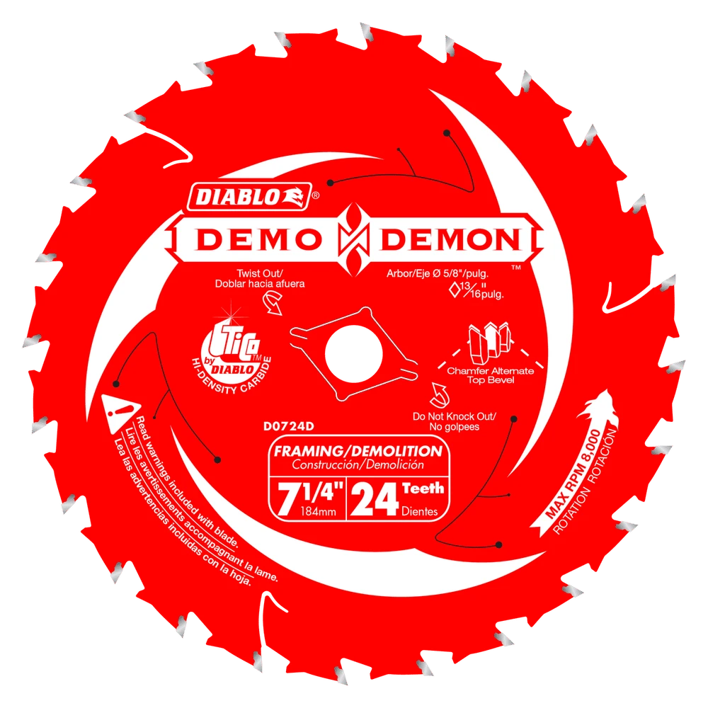 Diablo D0724DA 7-1/4" X 24-Tooth Framing/Demolition Saw Blade 1 Diablo D0724DA 7-1/4" X 24-Tooth Framing/Demolition Saw Blade