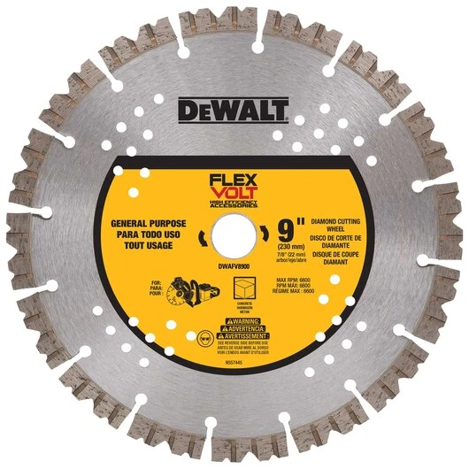 DeWalt DWAFV8900 9" FLEXVOLT Diamond Concrete Cutting Wheel 1 DeWalt DWAFV8900 9" FLEXVOLT Diamond Concrete Cutting Wheel