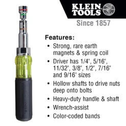 Klein 32807MAG 7-in-1 Magnetic Multi-Bit Screwdriver / Nut Driver -Tool Shop image 60f38709 6975 4d8c 9609 f658d8d2f21f