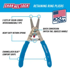 Channellock 927 8" Convertible Retaining Ring Pliers -Tool Shop image c48665a3 3bec 4ca4 a01d b502e728d424