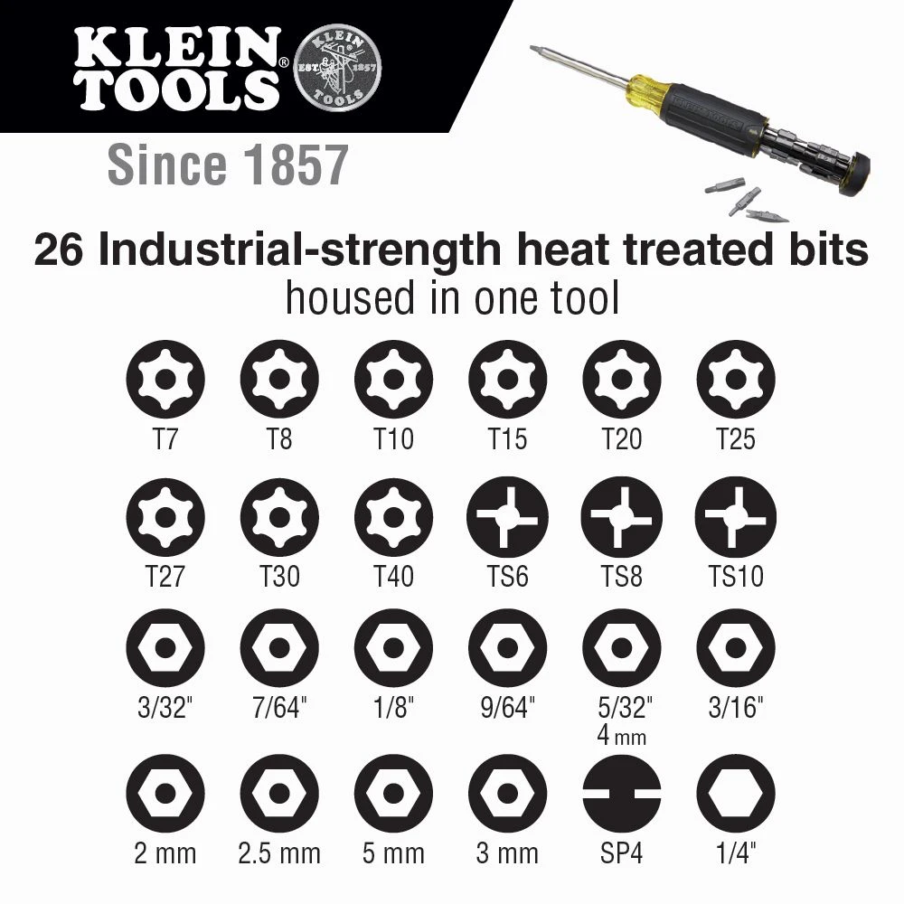 Klein 32307 27-in-1 Multi-Bit Tamperproof Screwdriver 4 Klein 32307 27-in-1 Multi-Bit Tamperproof Screwdriver - Image 4