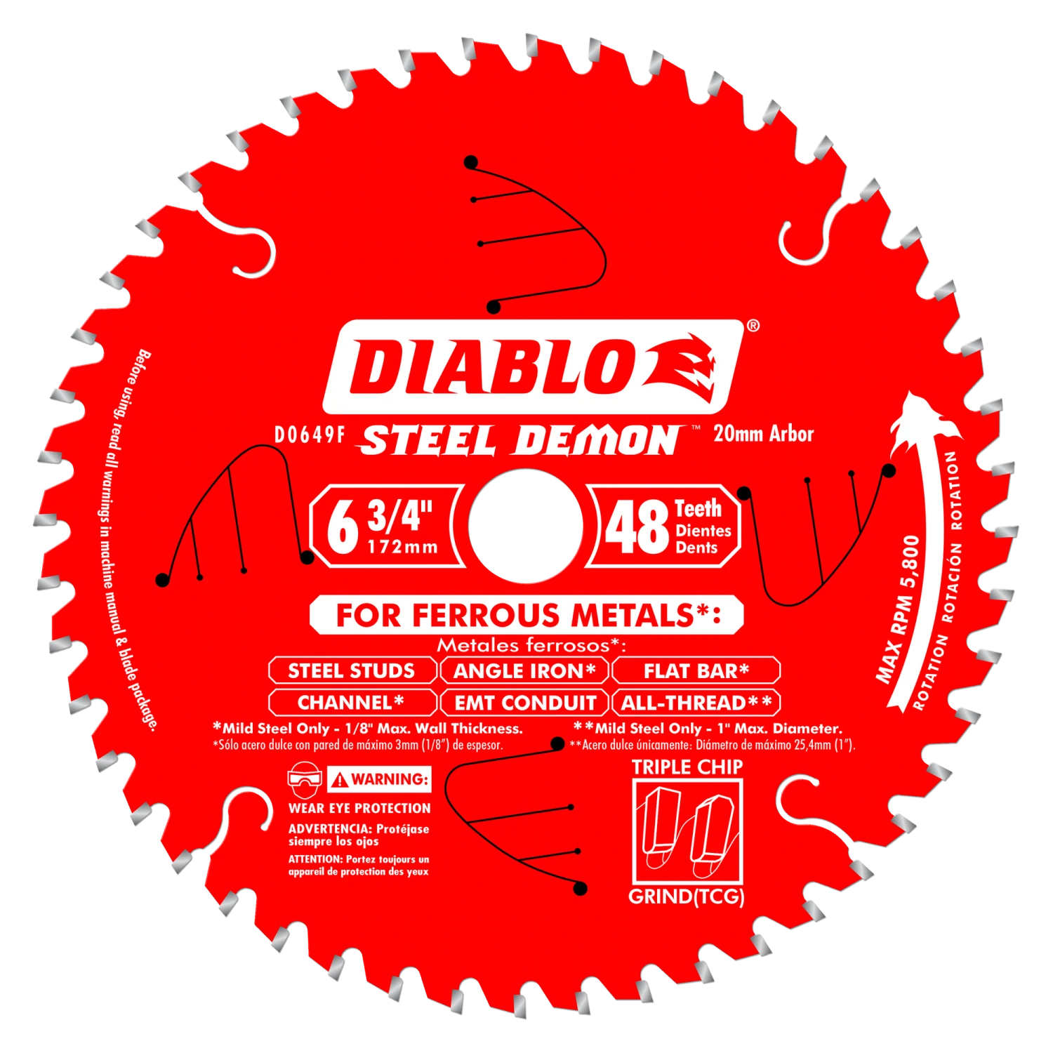 Diablo D0649 6-3/4" X 48 Tooth Carbide-Tipped Saw Blade For Metal 1 Diablo D0649 6-3/4" X 48 Tooth Carbide-Tipped Saw Blade For Metal